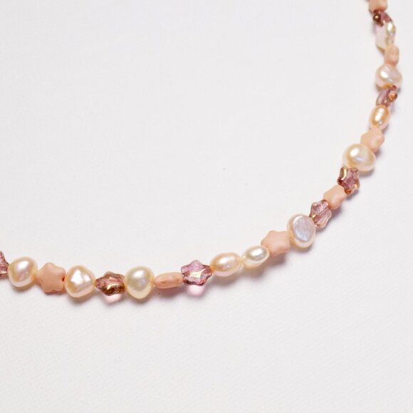 new! handmade baroque pearl choker with glass star beads celestial fairy boho - Picture 4 of 6